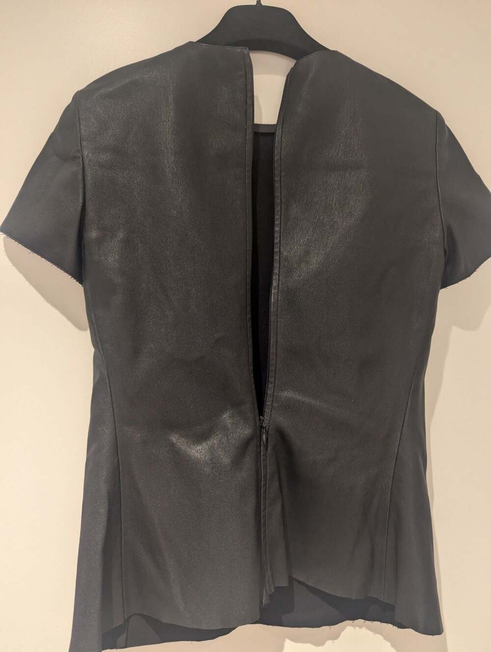 Celine Phoebe Philo Lambskin Leather Short Sleeve Top Size 36 - Picture 4 of 12